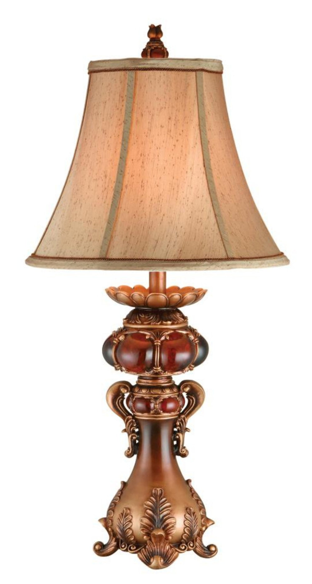 HomeRoots Antique Table Lamp with Linen Shade - Vintage Charm for Transitional Decor, 3-Way Brightness Control 468631