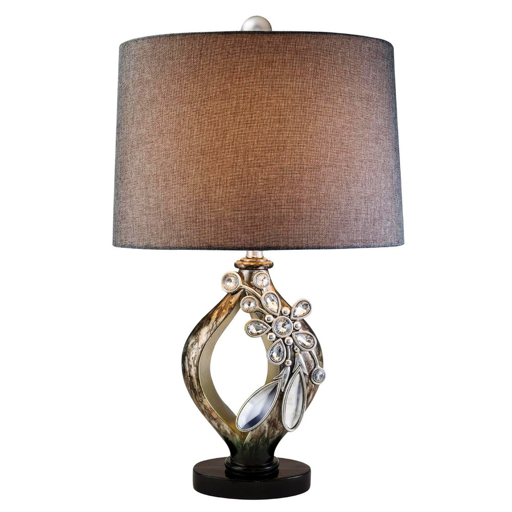 Homeroots Brown And Gold Faux Crystal Glam Accent Table Lamp   468635