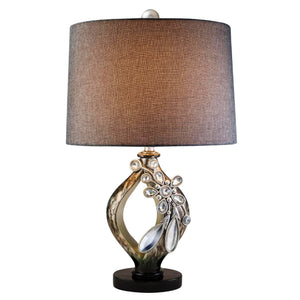 Homeroots Brown And Gold Faux Crystal Glam Accent Table Lamp   468635