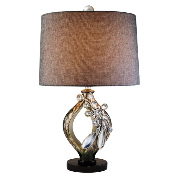 Homeroots Brown And Gold Faux Crystal Glam Accent Table Lamp   468635