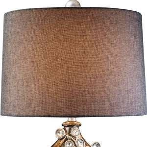 Homeroots Brown And Gold Faux Crystal Glam Accent Table Lamp   468635