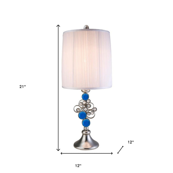 Homeroots 21" Silver Bedside With White Shade   468637