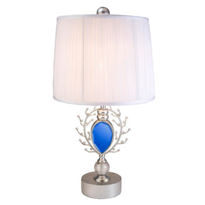 Homeroots Dazzling Faux Turquoise Pendent Silver Table Lamp   468638