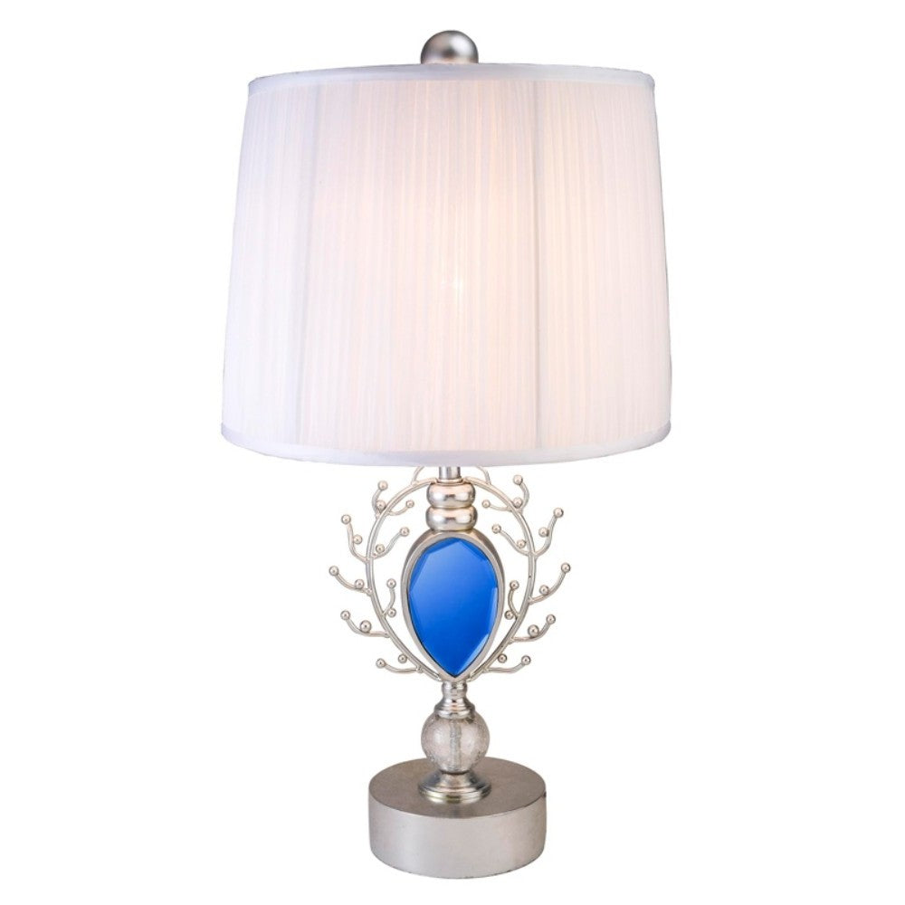 Homeroots Dazzling Faux Turquoise Pendent Silver Table Lamp   468638