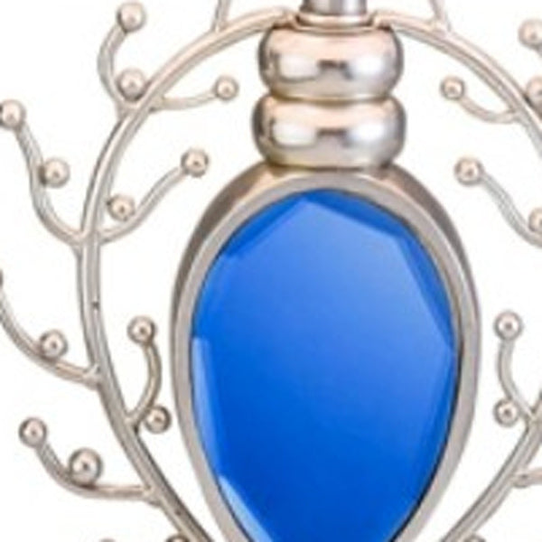 Homeroots Dazzling Faux Turquoise Pendent Silver Table Lamp   468638