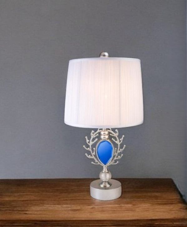 HomeRoots Dazzling Modern Glamour Faux Turquoise Pendant Table Lamp with Silver Accents & Adjustable Lighting 468638