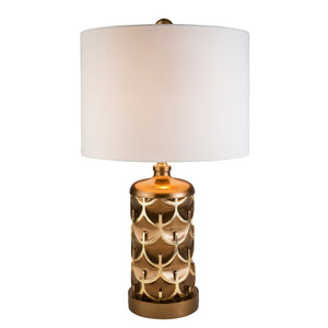 HomeRoots Magestic Brown & Gold Geo Table Lamp - Stunning Ambient Illumination for Modern Home Décor, 28.5"H 468640