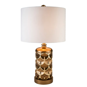 HomeRoots Magestic Brown & Gold Geo Table Lamp - Stunning Ambient Illumination for Modern Home Décor, 28.5"H 468640