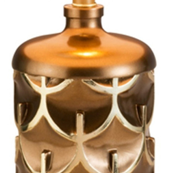 HomeRoots Magestic Brown & Gold Geo Table Lamp - Stunning Ambient Illumination for Modern Home Décor, 28.5"H 468640