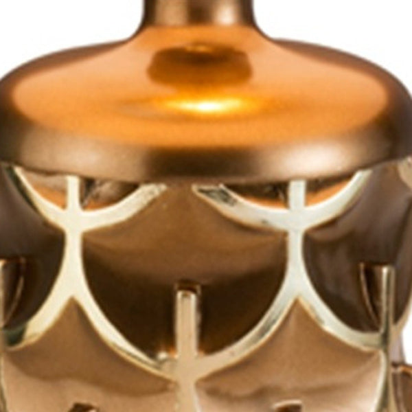 HomeRoots Magestic Brown & Gold Geo Table Lamp - Stunning Ambient Illumination for Modern Home Décor, 28.5"H 468640