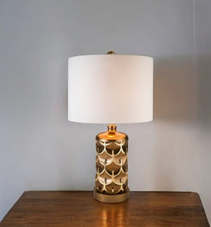 HomeRoots Magestic Brown & Gold Geo Table Lamp - Stunning Ambient Illumination for Modern Home Décor, 28.5"H 468640