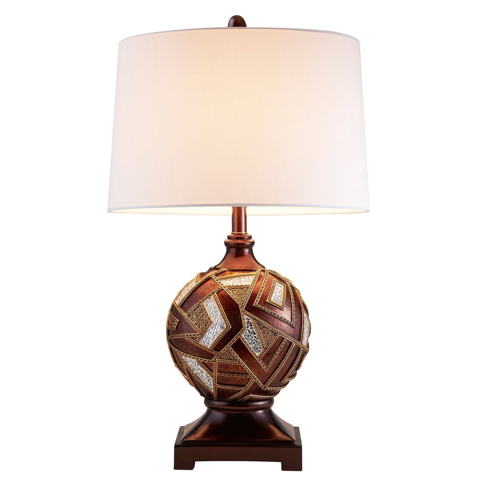 Homeroots Brown Metallic Mosaic Design Table Lamp   468645