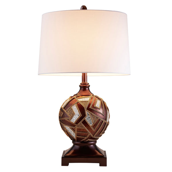 Homeroots Brown Metallic Mosaic Design Table Lamp   468645