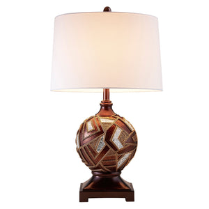 Homeroots Brown Metallic Mosaic Design Table Lamp   468645