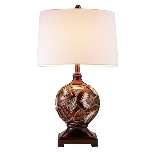Homeroots Brown Metallic Mosaic Design Table Lamp   468645