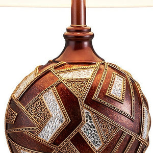 Homeroots Brown Metallic Mosaic Design Table Lamp   468645
