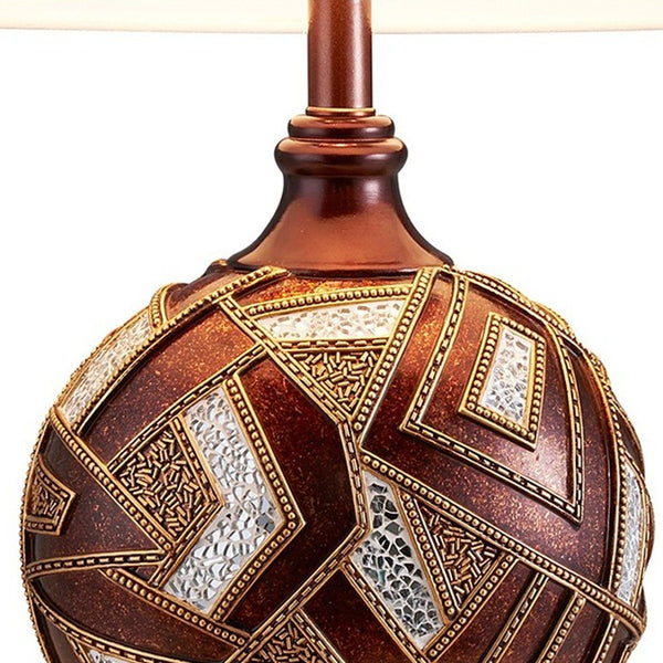 Homeroots Brown Metallic Mosaic Design Table Lamp   468645