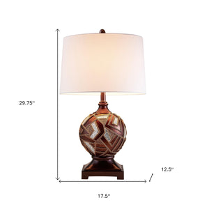 Homeroots Brown Metallic Mosaic Design Table Lamp   468645