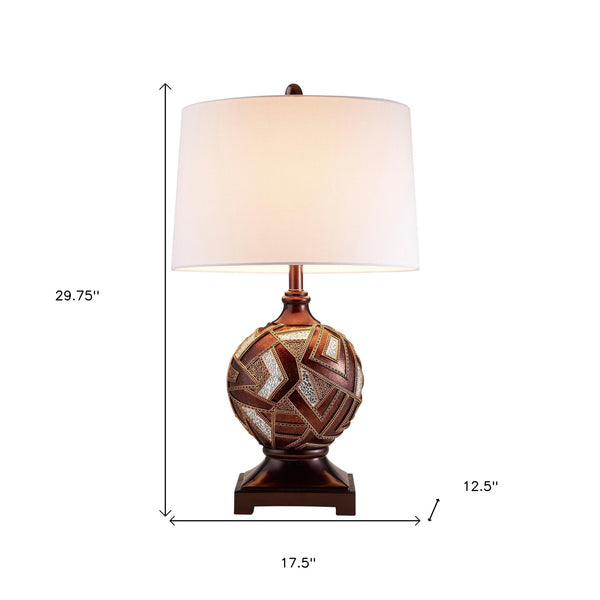 Homeroots Brown Metallic Mosaic Design Table Lamp   468645