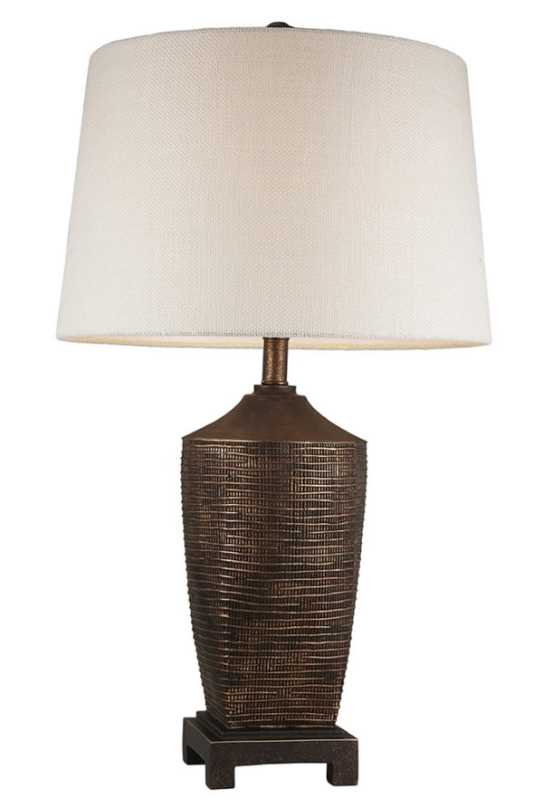 HomeRoots Fantastic Rustic Ribbed Bronze Table Lamp - Aged Finish, Textured Design, Adjustable Brightness & UL Listed 468648
