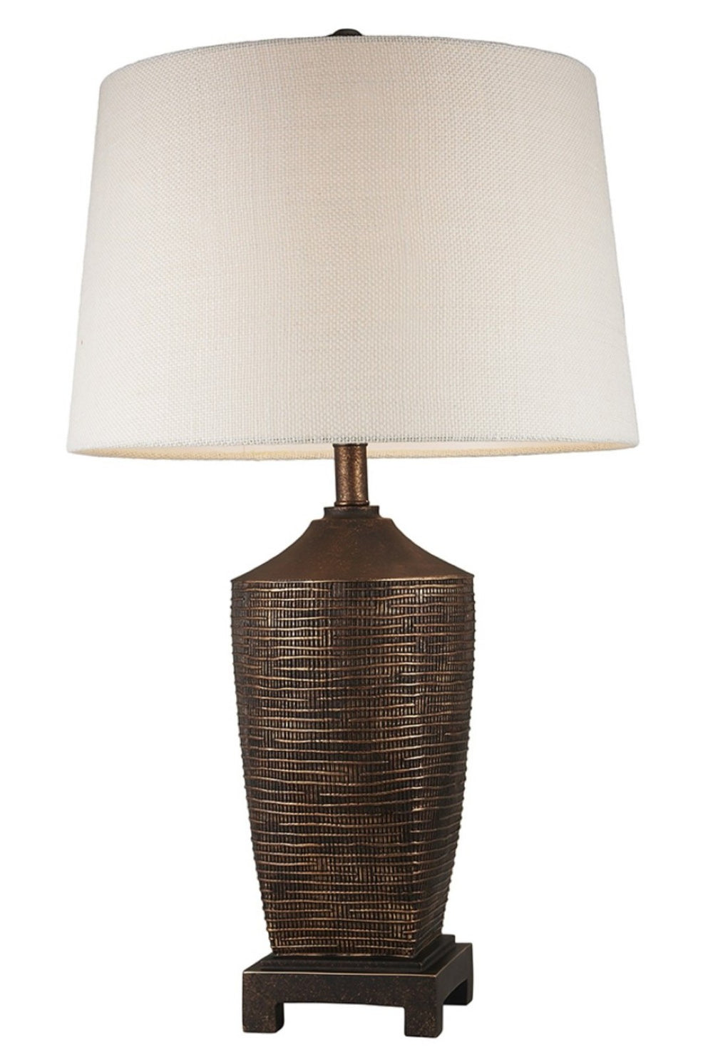 HomeRoots Fantastic Rustic Ribbed Bronze Table Lamp - Aged Finish, Textured Design, Adjustable Brightness & UL Listed 468648