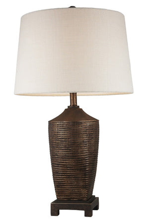 HomeRoots Fantastic Rustic Ribbed Bronze Table Lamp - Aged Finish, Textured Design, Adjustable Brightness & UL Listed 468648