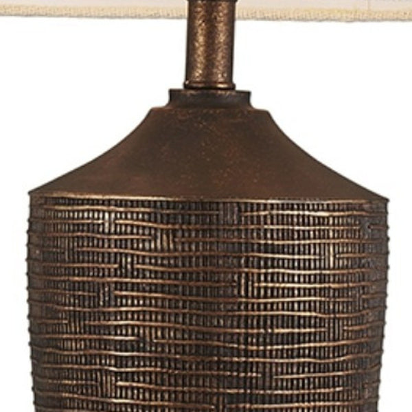 HomeRoots Fantastic Rustic Ribbed Bronze Table Lamp - Aged Finish, Textured Design, Adjustable Brightness & UL Listed 468648