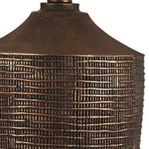 HomeRoots Fantastic Rustic Ribbed Bronze Table Lamp - Aged Finish, Textured Design, Adjustable Brightness & UL Listed 468648