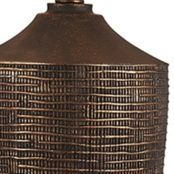 HomeRoots Fantastic Rustic Ribbed Bronze Table Lamp - Aged Finish, Textured Design, Adjustable Brightness & UL Listed 468648