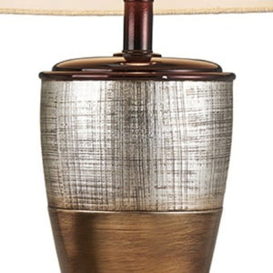 HomeRoots Exotic Brown and Gold Wide Stripe Table Lamp - Sculptural Design with Adjustable 3-Way Lighting Options 468649