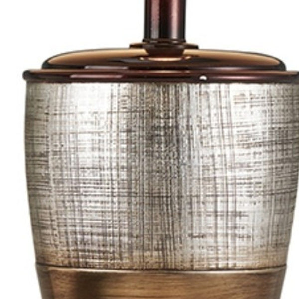 HomeRoots Exotic Brown and Gold Wide Stripe Table Lamp - Sculptural Design with Adjustable 3-Way Lighting Options 468649