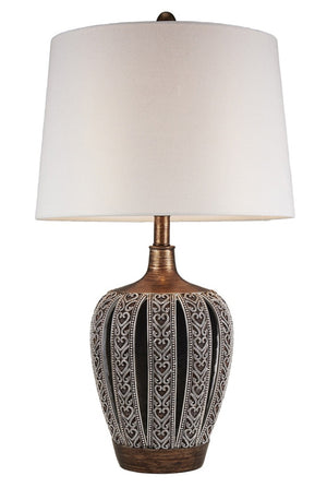 HomeRoots Primo Tall Brown Table Lamp - Elegant White Shade, 3-Way Brightness, Perfect for Any Room Decor 468651