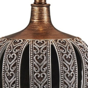 HomeRoots Primo Tall Brown Table Lamp - Elegant White Shade, 3-Way Brightness, Perfect for Any Room Decor 468651