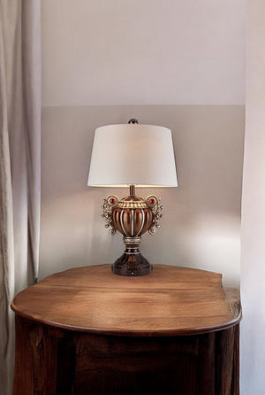 HomeRoots Tall Bronze Urn Table Lamp with Jewel Accents - Elegant Lighting for Living Rooms & Bedrooms 468655