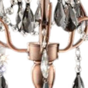 HomeRoots 32" Glamorous Rose Gold Faux Crystal Accent Lamp with Dusty Rose Shade - Chic Home Decor Light 468665