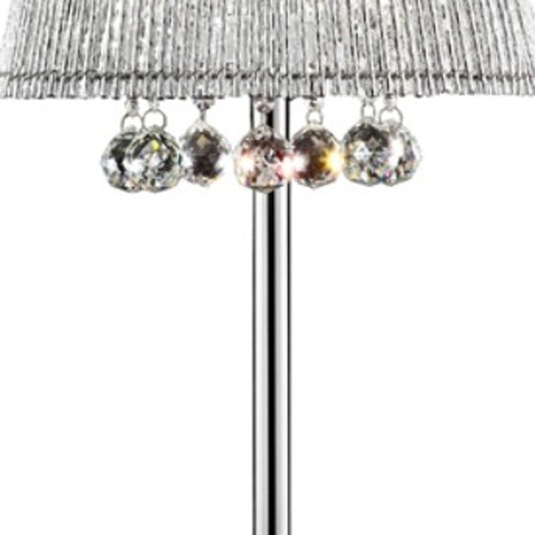 Homeroots Dreamy Silver Table Lamp With Crystal Accents   468668