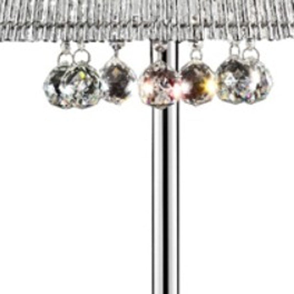 Homeroots Dreamy Silver Table Lamp With Crystal Accents   468668