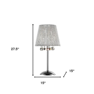 Homeroots Dreamy Silver Table Lamp With Crystal Accents   468668