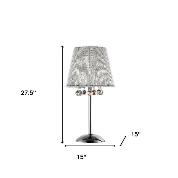Homeroots Dreamy Silver Table Lamp With Crystal Accents   468668