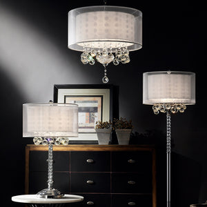Homeroots Chic Silver Tall Table Lamp With Crystal Accents And Silver Shade   468669