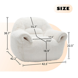 English Elm Bean Bag Chair - Plush Faux Fur Sofa With Back Support, Lightweight & Stylish Seating For All Ages W2200P326887