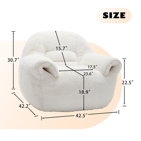 English Elm Bean Bag Chair - Plush Faux Fur Sofa With Back Support, Lightweight & Stylish Seating For All Ages W2200P326887