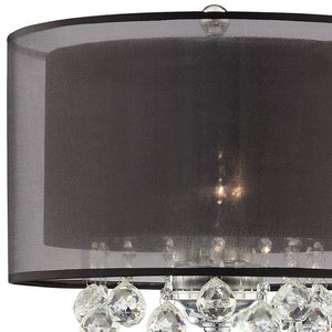 Homeroots Contempo Silver Table Lamp With Black Shade And Crystal Accents   468670