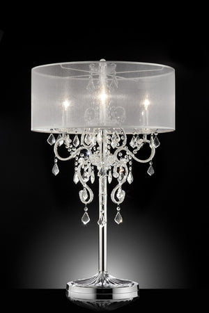 HomeRoots Glam Silver Faux Crystal Accent Table Lamp - Modern Elegance with Translucent Shade for Any Room 468671