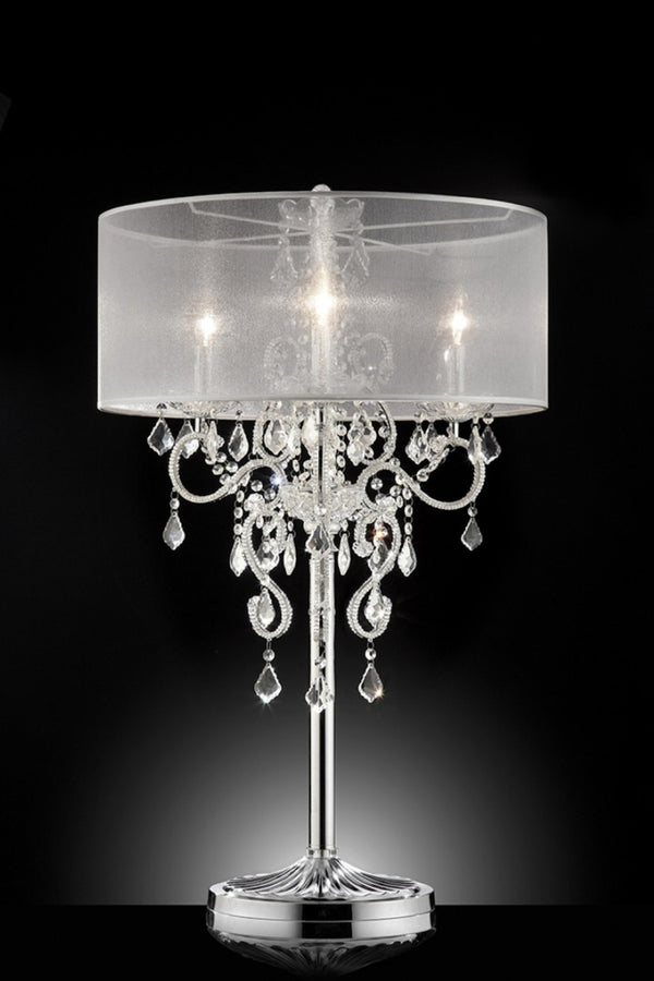 HomeRoots Glam Silver Faux Crystal Accent Table Lamp - Modern Elegance with Translucent Shade for Any Room 468671