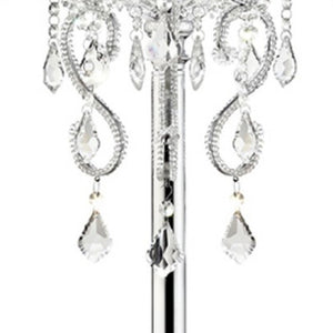 HomeRoots Glam Silver Faux Crystal Accent Table Lamp - Modern Elegance with Translucent Shade for Any Room 468671