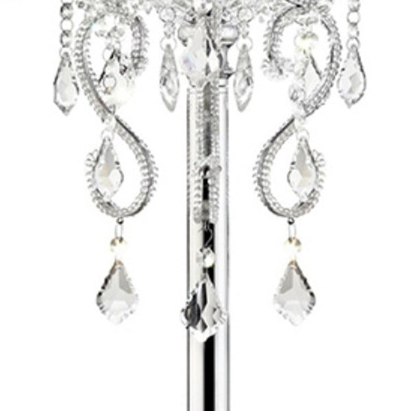 HomeRoots Glam Silver Faux Crystal Accent Table Lamp - Modern Elegance with Translucent Shade for Any Room 468671