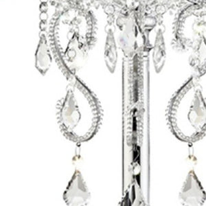 HomeRoots Glam Silver Faux Crystal Accent Table Lamp - Modern Elegance with Translucent Shade for Any Room 468671