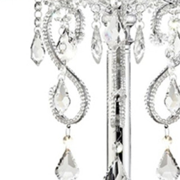 HomeRoots Glam Silver Faux Crystal Accent Table Lamp - Modern Elegance with Translucent Shade for Any Room 468671