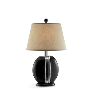 Homeroots Black Polyresin Lamp With Beige Fabric Shade   468676